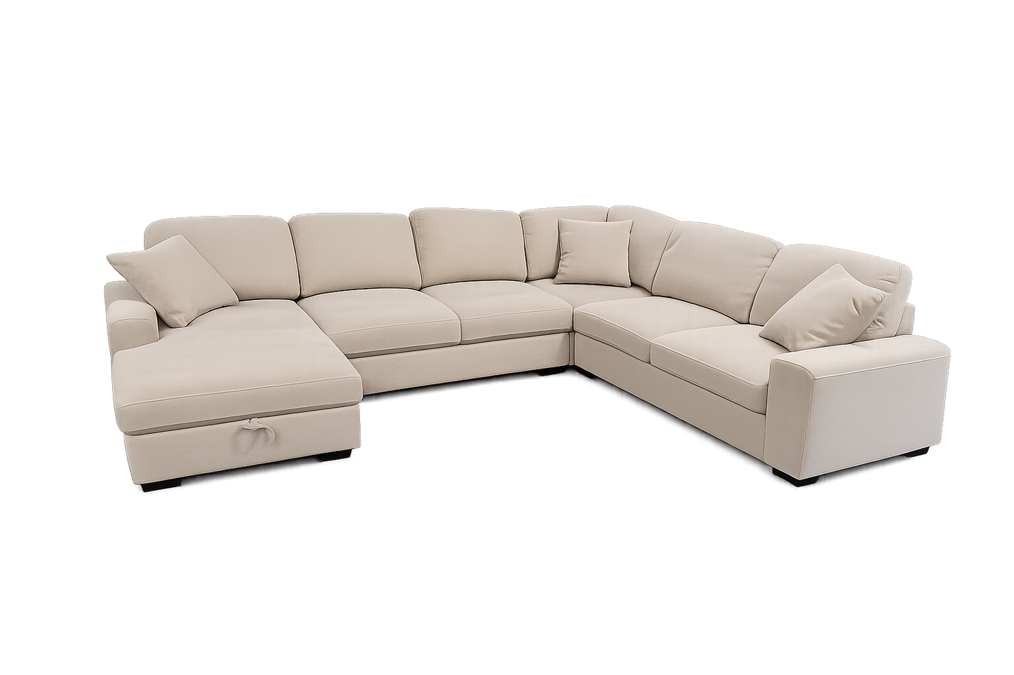 Aspen Beige Fabric Sectional with Storage Chaise
