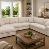 Aspen Beige Fabric Sectional with Storage Chaise
