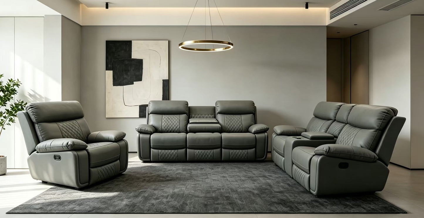 Harbor Ridge Reclining Living Room Set - Light Grey