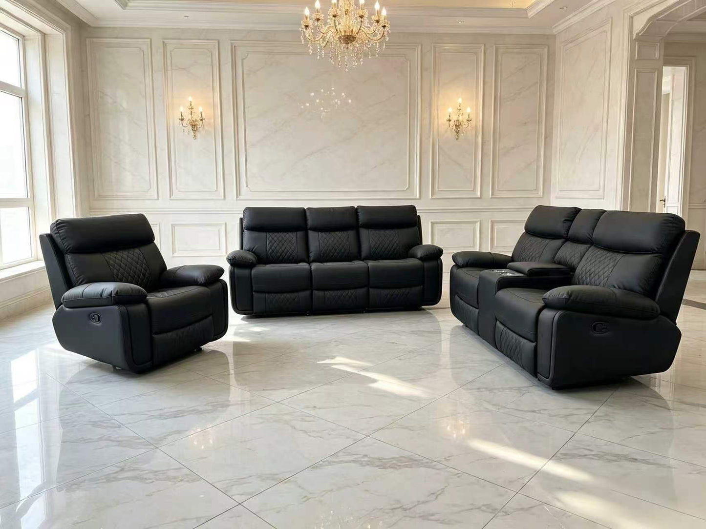 Harbor Ridge Reclining Living Room Set - Black