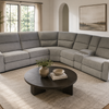 Grey Fabric Power Reclining Sleeper Sectional with Storage Console