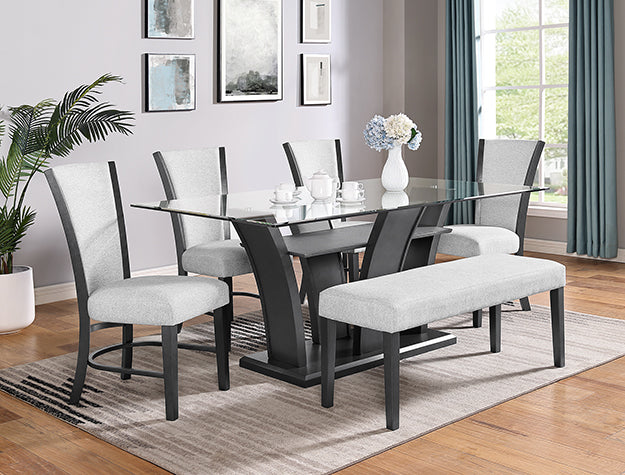 Camelia 6 Piece Glass Dining Set - Dove