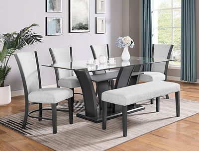 Camelia 6 Piece Glass Dining Set - Dove