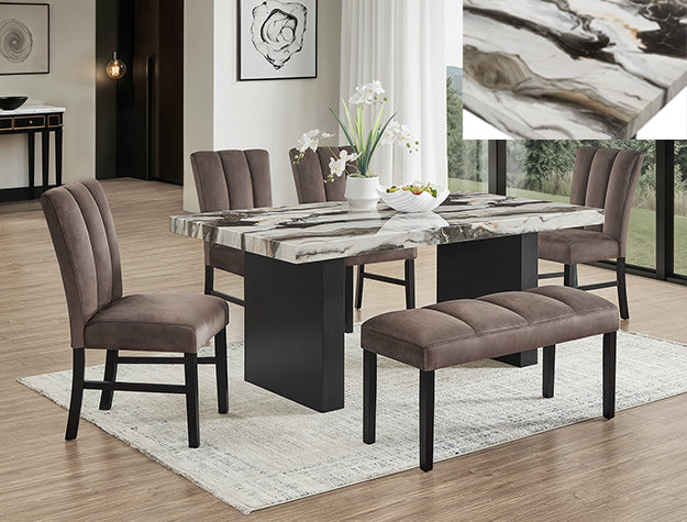 Vega Faux Marble 6 Piece Dining Set