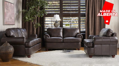 1496 - Leather Look Dark Brown Sofa