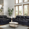 1601 - Leather Gel Black Sofa