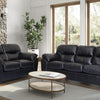 1601 - Leather Gel Black Sofa