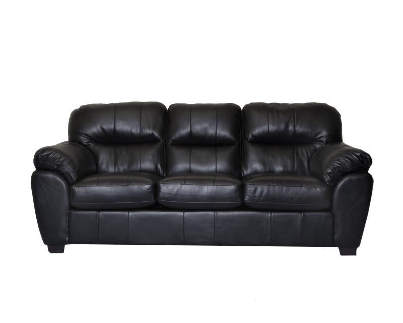 1601 - Leather Gel Black Sofa