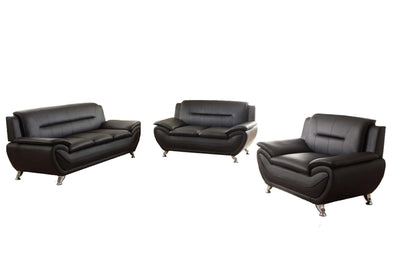 Kingston - Sofa Set Faux Leather - Black