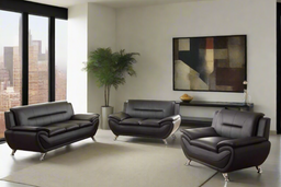 Kingston - Sofa Set Faux Leather - Black