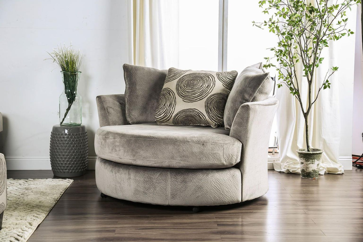 6122 Grey Champion Swivel Cuddle Chair