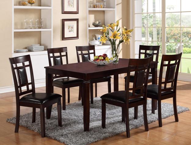 Paige 7 Piece Dining Set in Brown