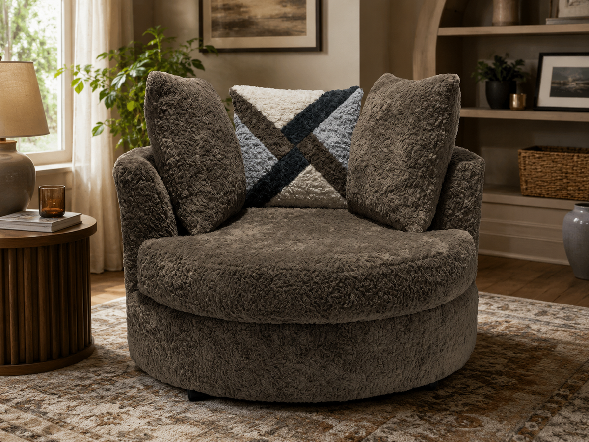2348 Brown Swivel Cuddle Chair