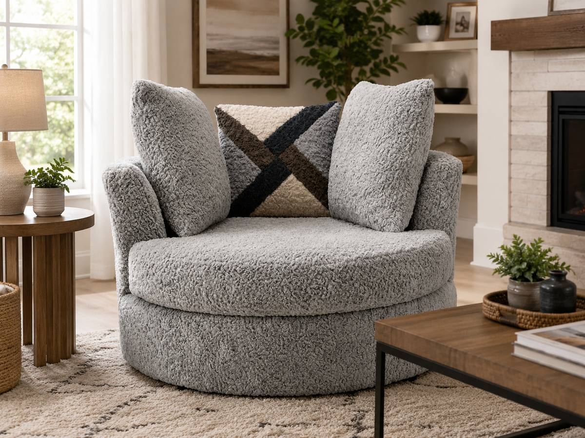 2348 Grey Swivel Cuddle Chair