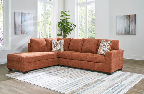 Sunset Ember - Left Chaise Sectional - Orange