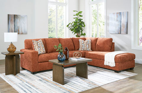 Sunset Ember - Right Chaise Sectional - Orange