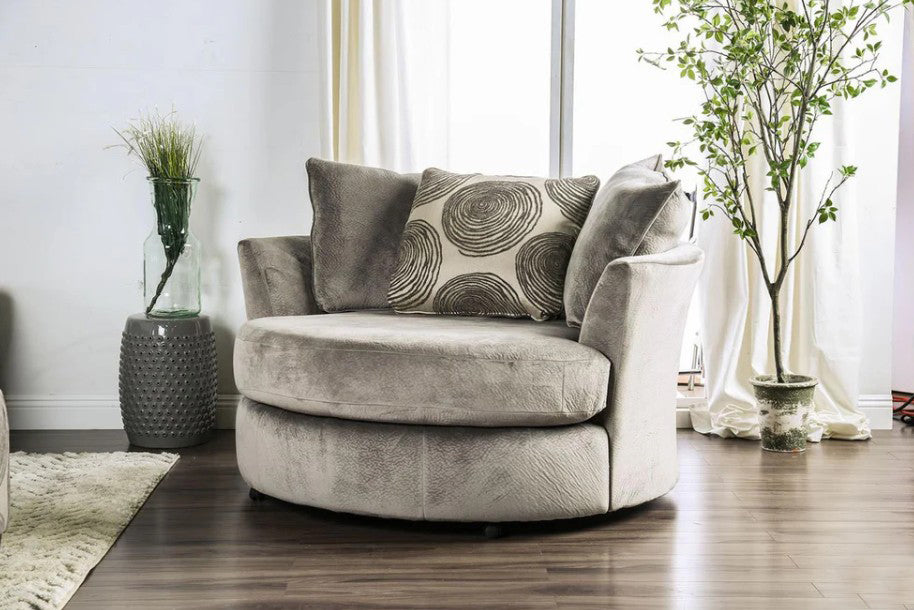 6122 Grey Champion Swivel Cuddle Chair