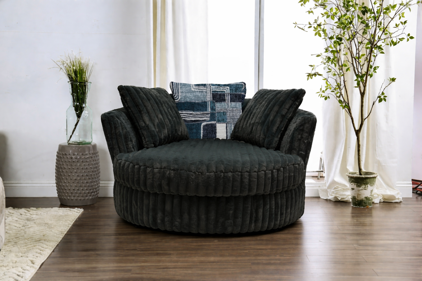 6129 Galactic Charcoal Swivel Cuddle Chair