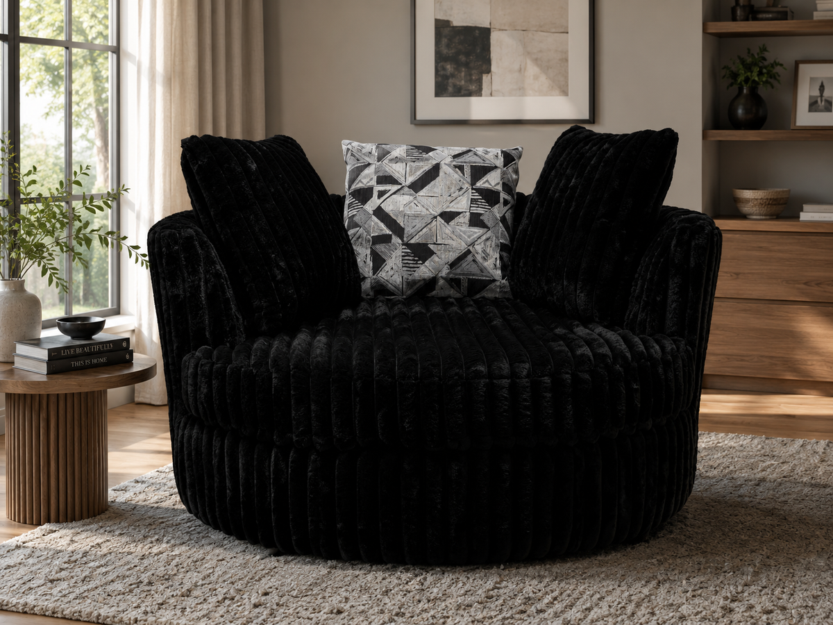 6139 Mondo Black Swivel Cuddle Chair