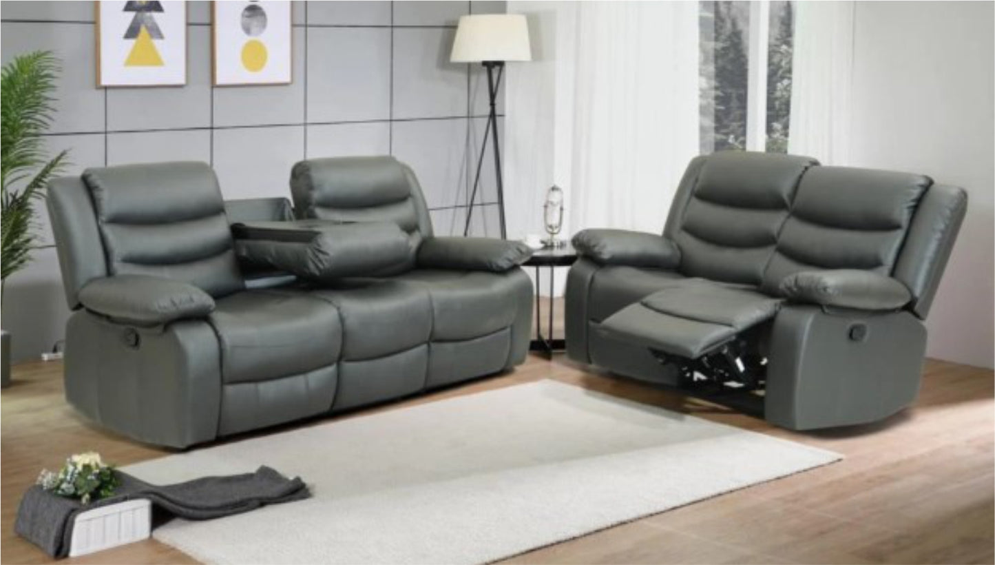 Hudson - Reclining Sofa, Loveseat and Chair Set - Dark Grey