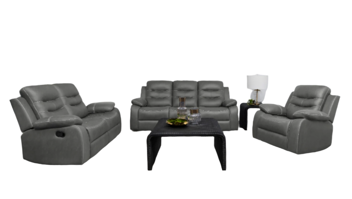 Hudson - Reclining Sofa, Loveseat and Chair Set - Dark Grey