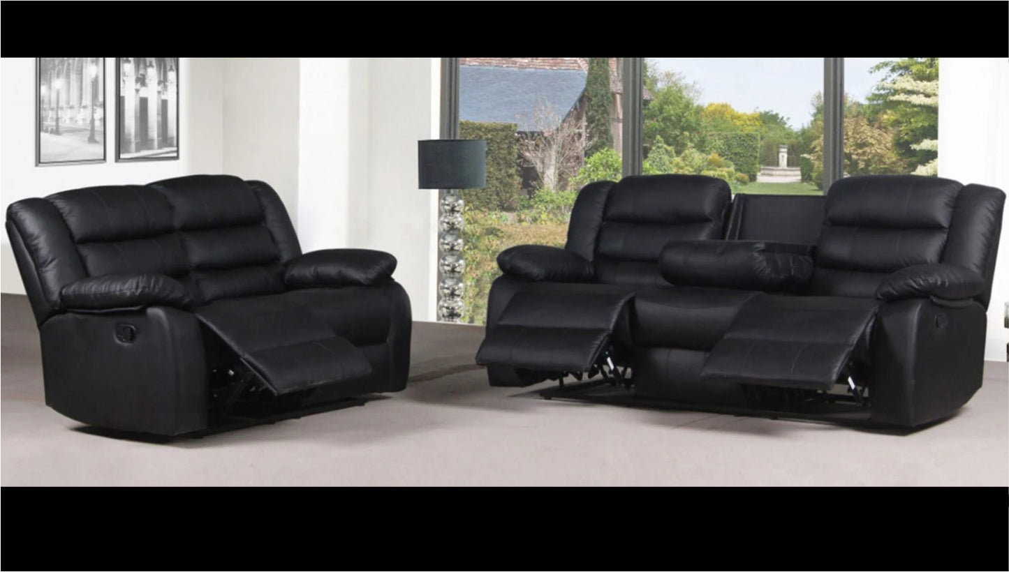 Hudson - Reclining Sofa, Loveseat and Chair Set - Black