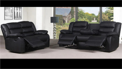 Hudson - Reclining Sofa, Loveseat and Chair Set - Black