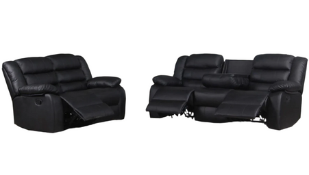 Hudson - Reclining Sofa, Loveseat and Chair Set - Black