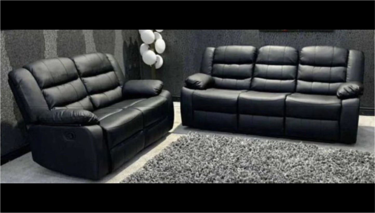Hudson - Reclining Sofa, Loveseat and Chair Set - Black