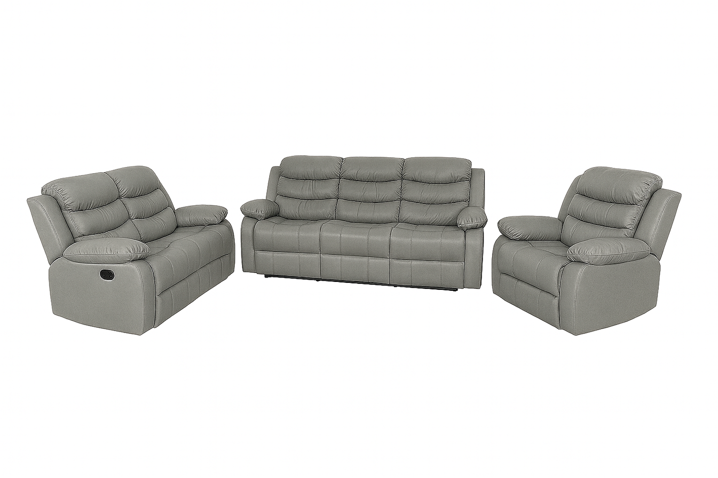 Hudson - Reclining Sofa, Loveseat and Chair Set - Light Grey
