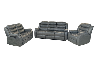 Hudson - Reclining Sofa, Loveseat and Chair Set - Dark Grey