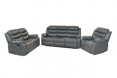 Hudson - Reclining Sofa, Loveseat and Chair Set - Dark Grey