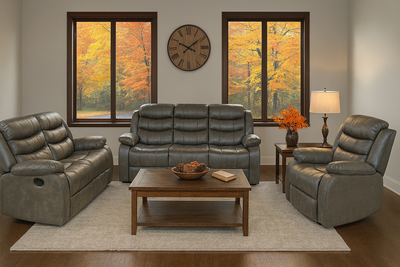 Hudson - Reclining Sofa, Loveseat and Chair Set - Dark Grey