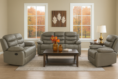 Hudson - Reclining Sofa, Loveseat and Chair Set - Light Grey