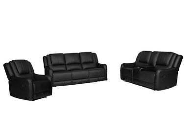Harlow - Reclining Sofa, Loveseat and Chair Set - Black