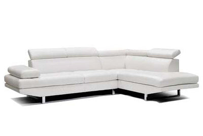 Oscar - Leatherette Sectional  - White - Right Chaise (Ottoman available)