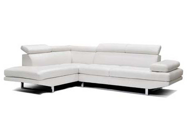 Oscar - Leatherette Sectional  - White - Left Chaise (Ottoman available)