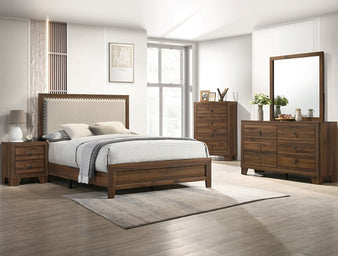 Millie Upholstered Headboard Queen Bedroom Set - Brown