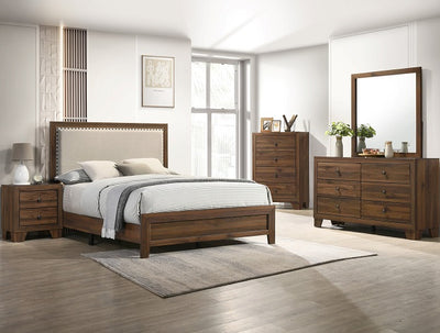Millie Upholstered Headboard Queen Bedroom Set - Brown