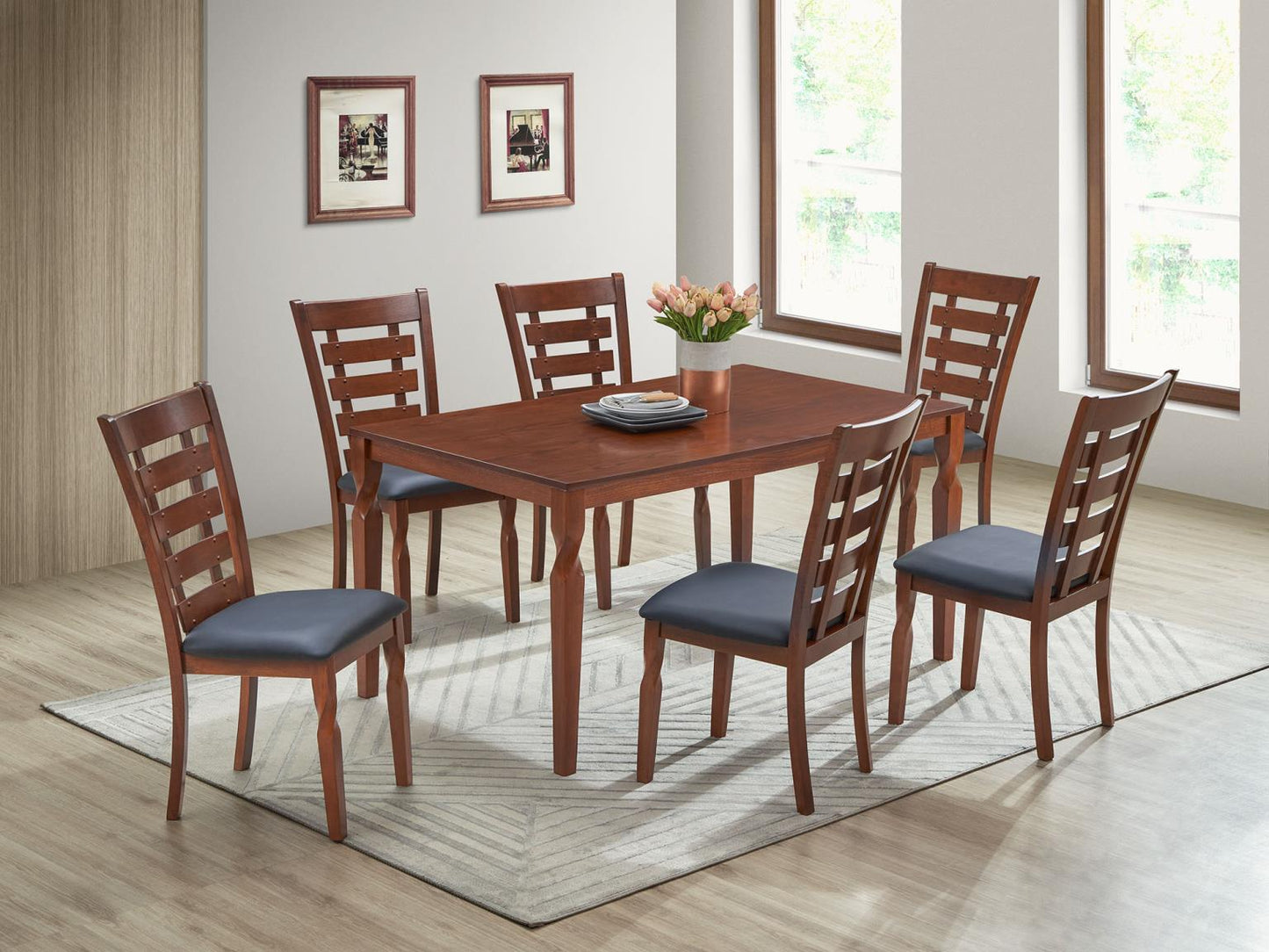 Leo - 7 Piece Dining Set - Brown