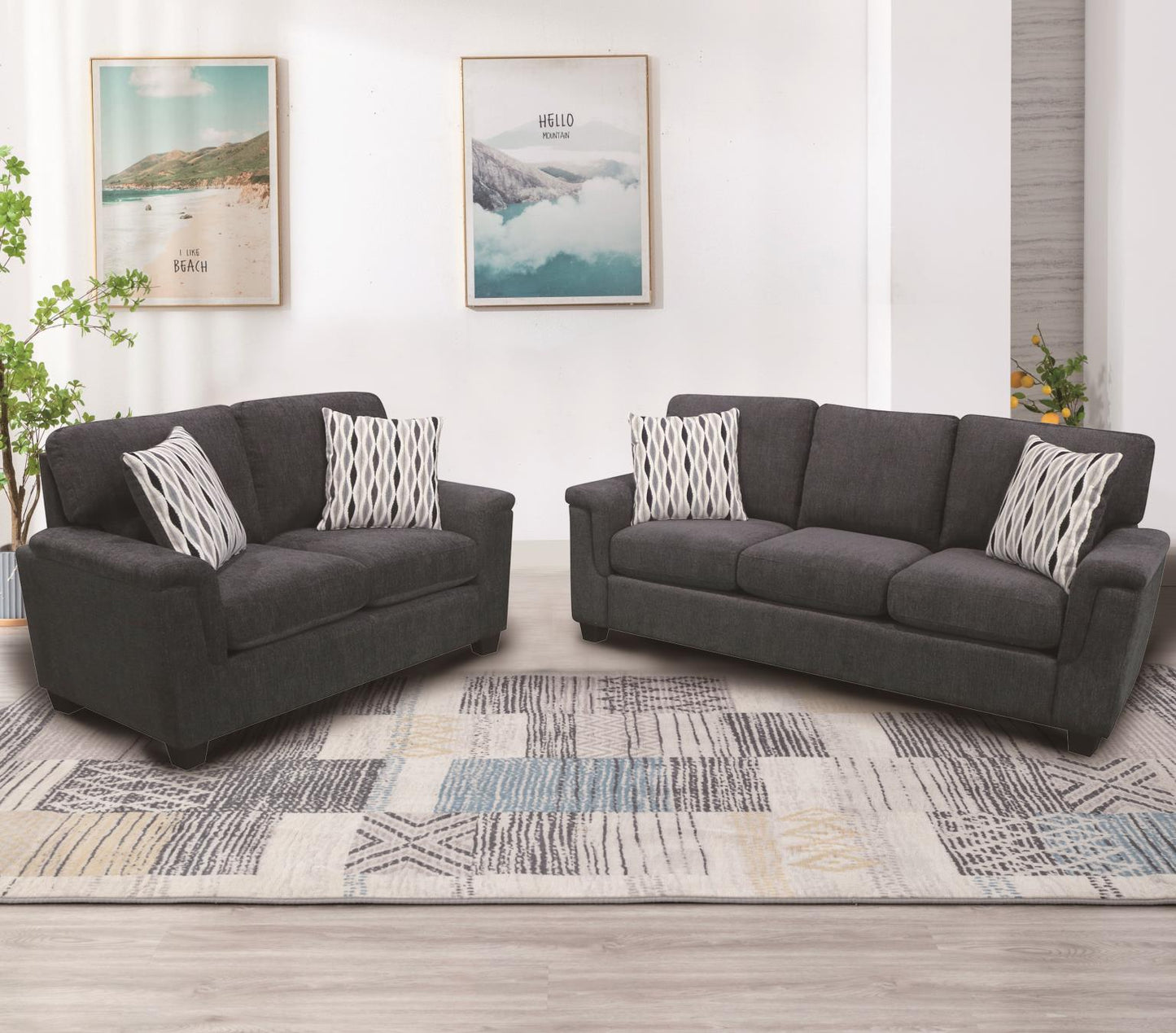 Cassandra - Rosie Smoke Sofa and Loveseat