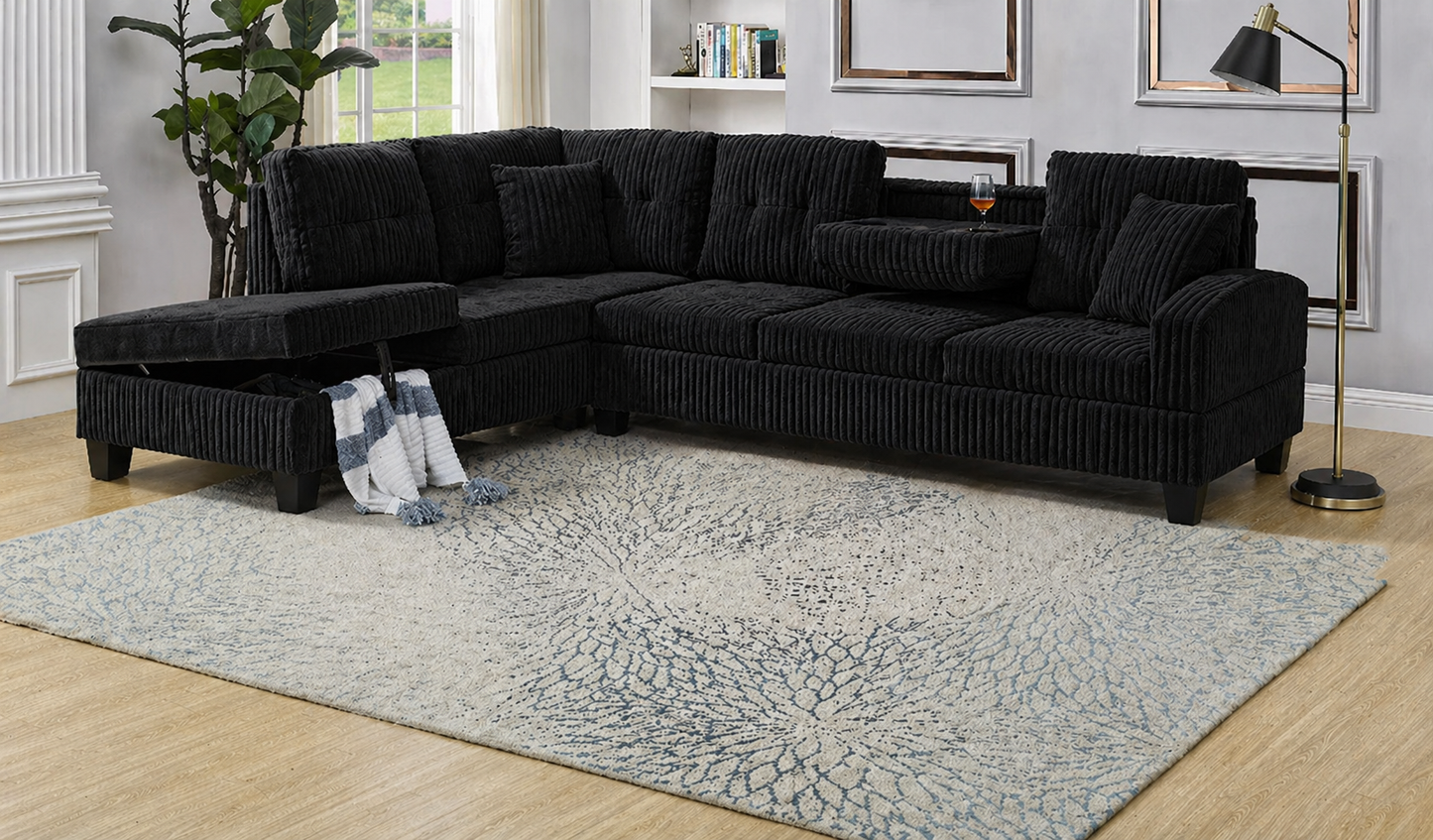 Maxine Fabric Sectional - Black
