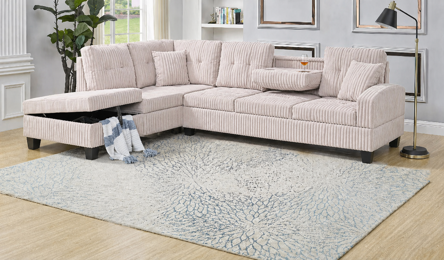 Maxine Fabric Sectional - Beige
