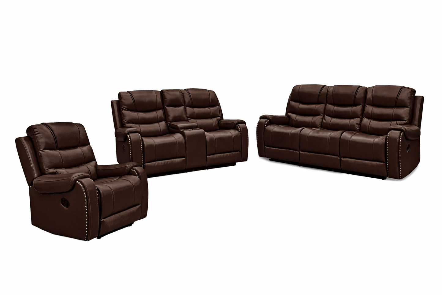 Harper - Reclining Sofa, Loveseat and Chair Set - Brown