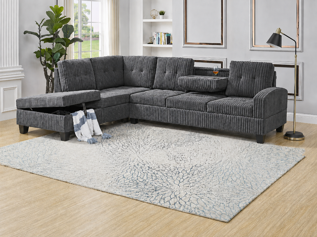 Maxine Fabric Sectional - Grey