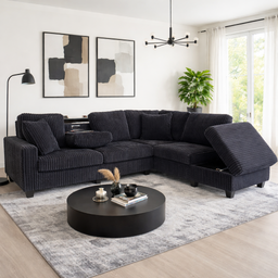 Condor Reversible Fabric Sectional - Black