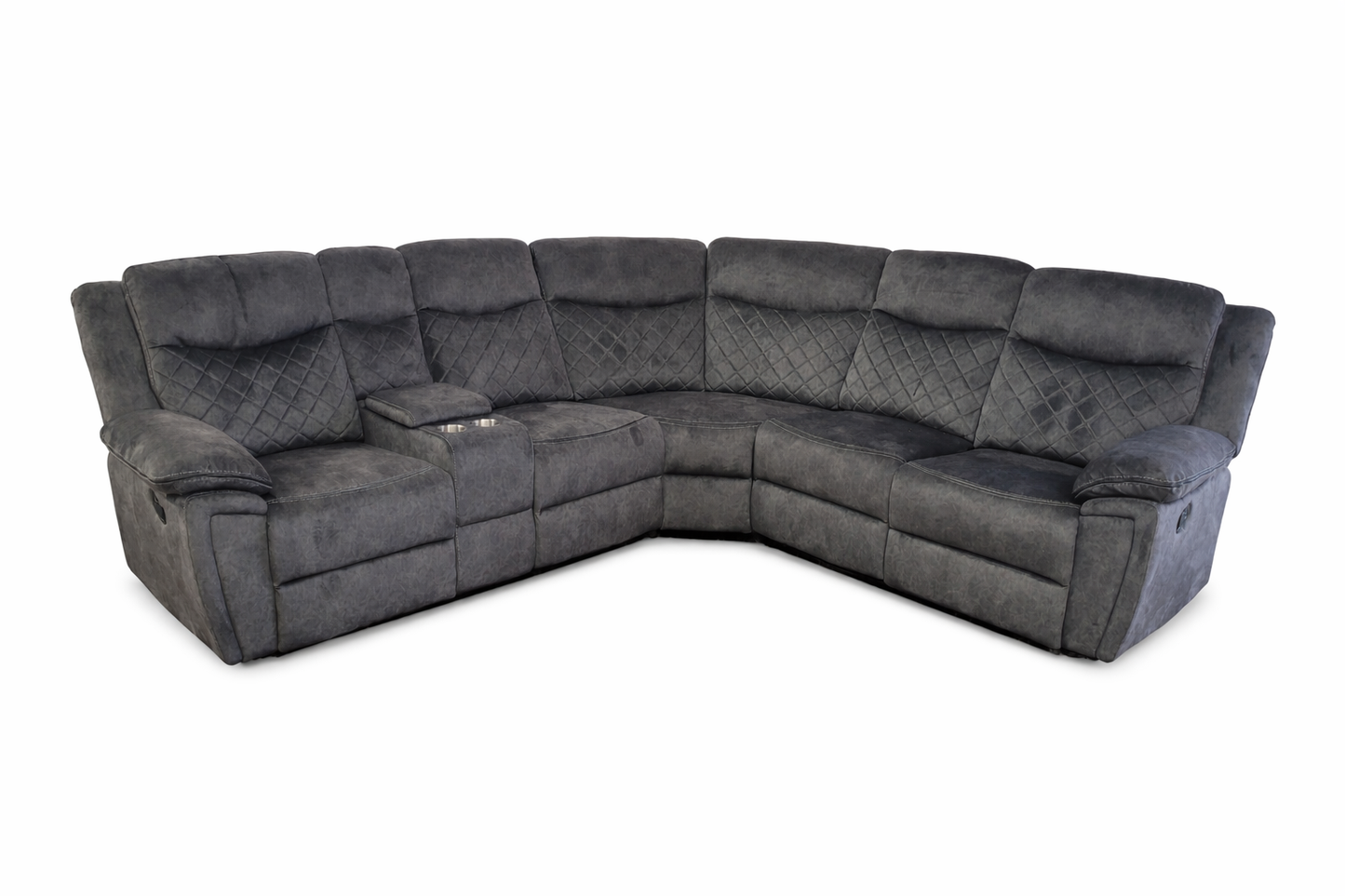 Dalton Grey Fabric Reclining Sectional with Console