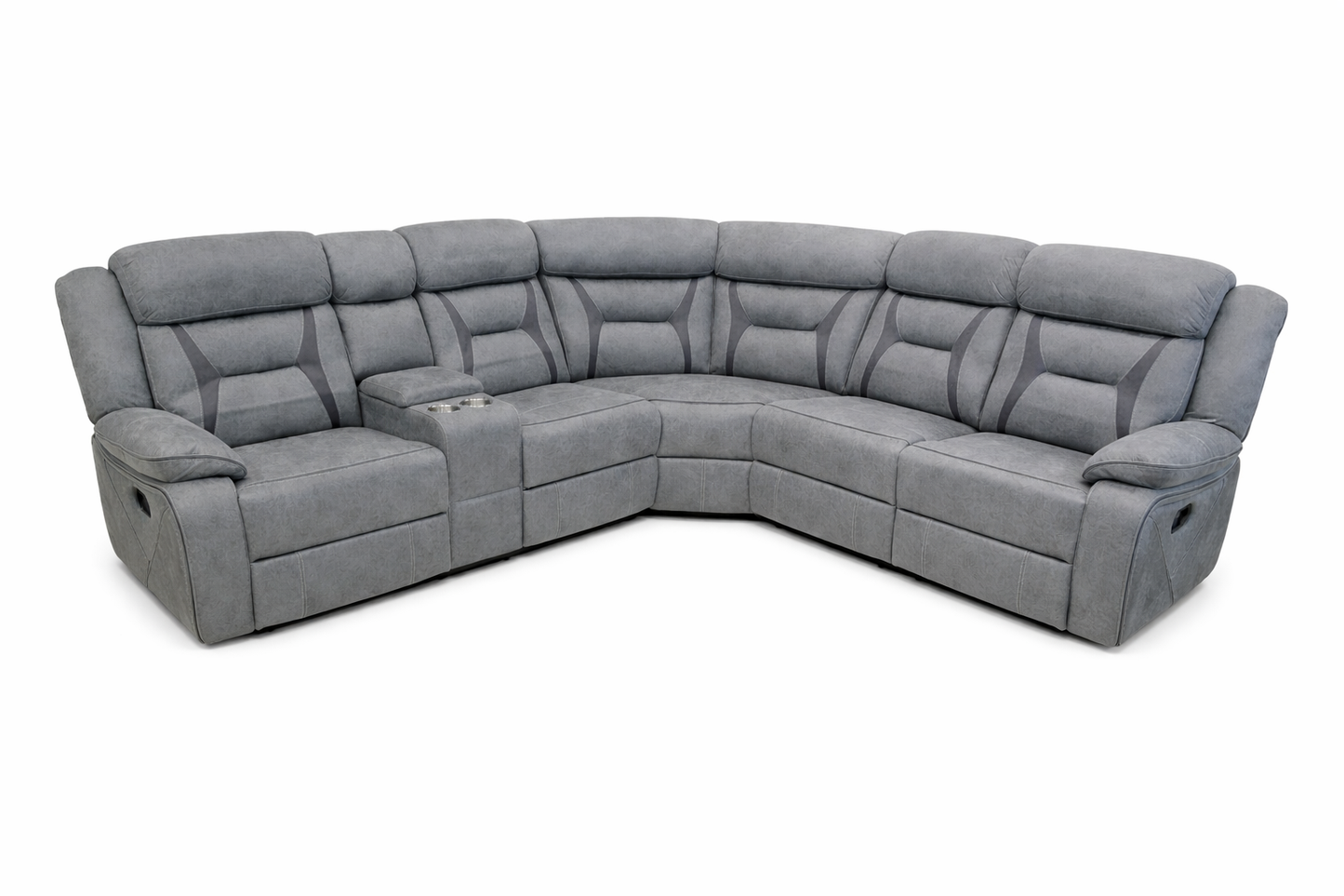 Thomas Grey Fabric Reclining Sectional with Console