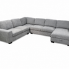 Aspen Grey Fabric Sectional with Storage Chaise
