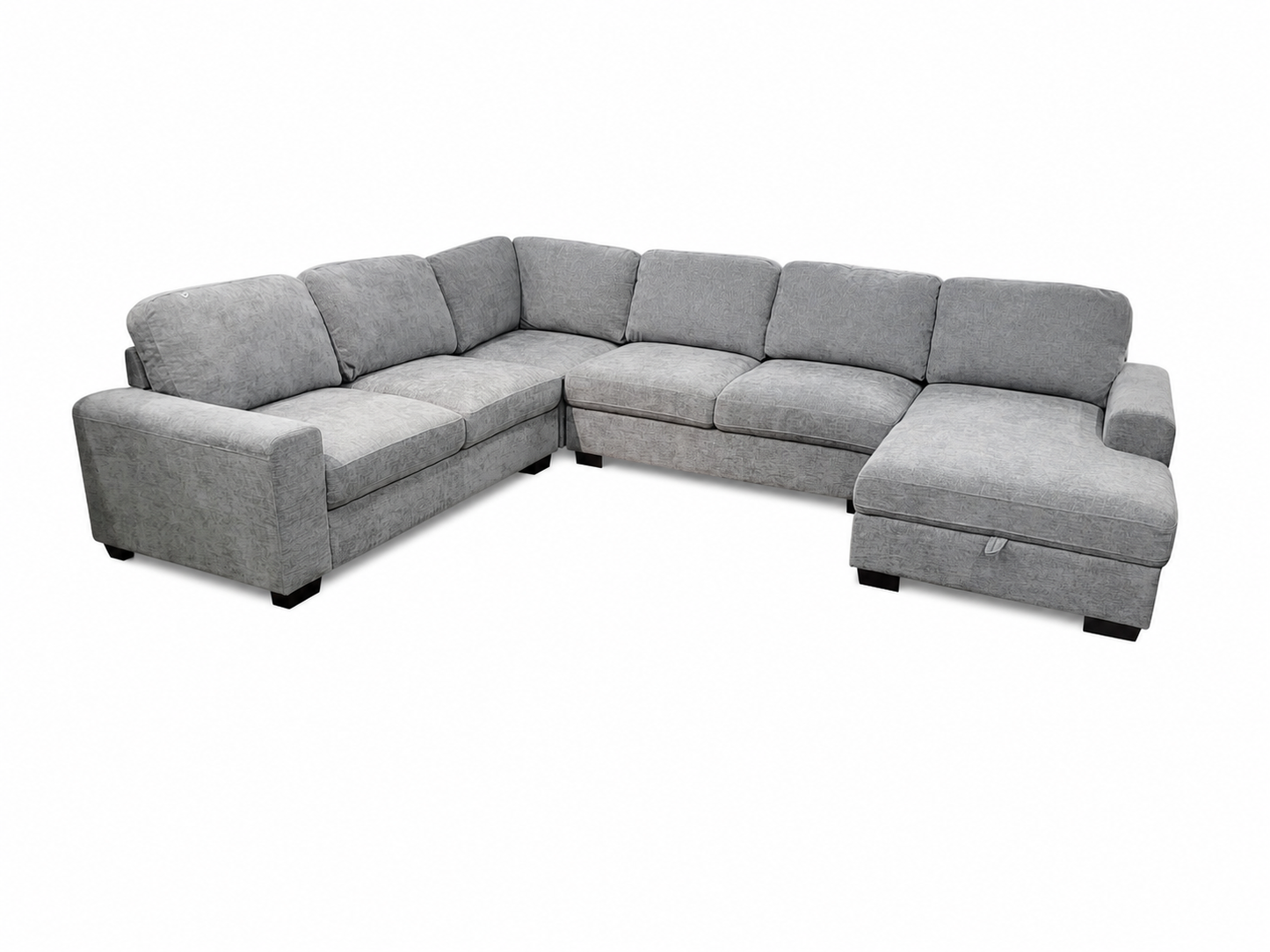Aspen Grey Fabric Sectional with Storage Chaise